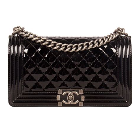 chanel black patent leather boy bag|chanel patent leather handbags.